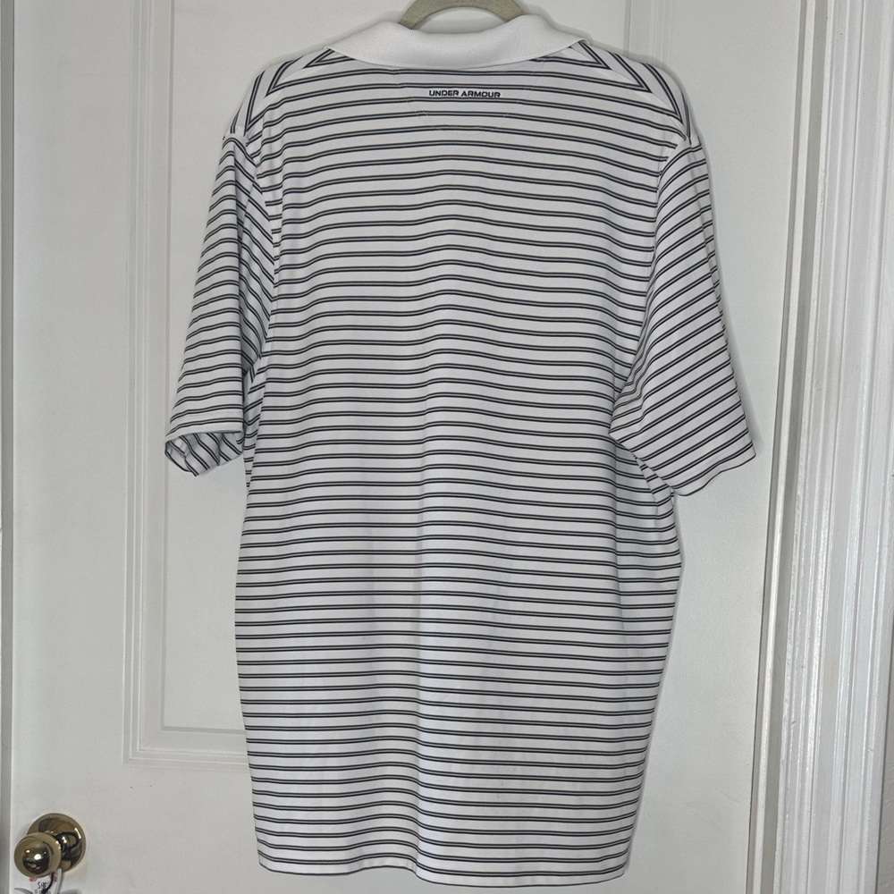 Under Armour Men's Polo Shirt - Black and White Stripes - Picture 4 of 6